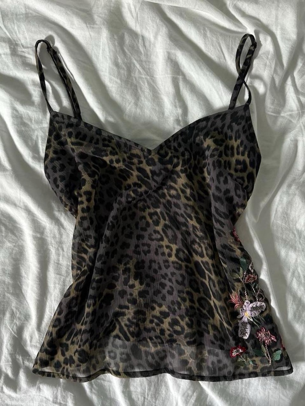 Leopard print sheer camisole